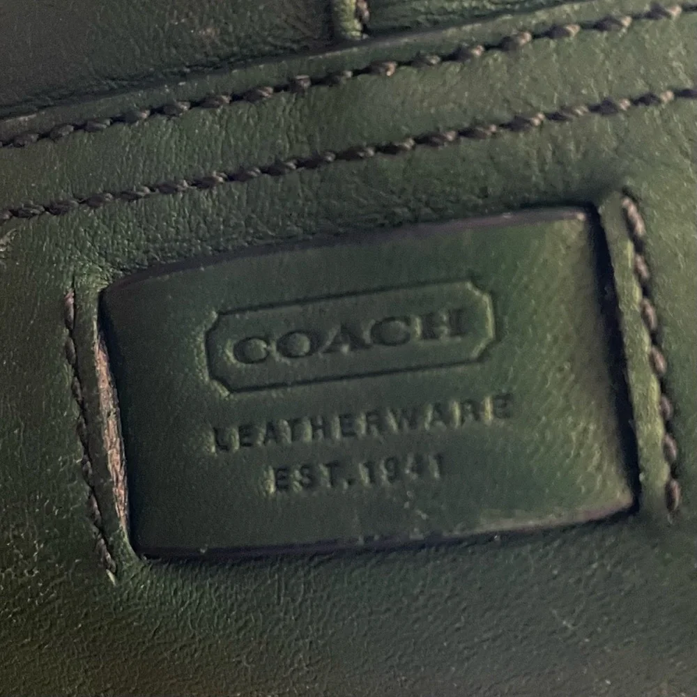 Vintage Coach Hampton Carryall Leather Shoulder Bag - Green - Picture 7 of 13